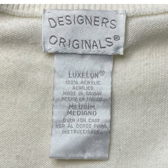 Vintage 90s Buttercream Mock Neck Cable Knit Sweater Womens Sz M LuxeLon Acrylic - Picture 3 of 7